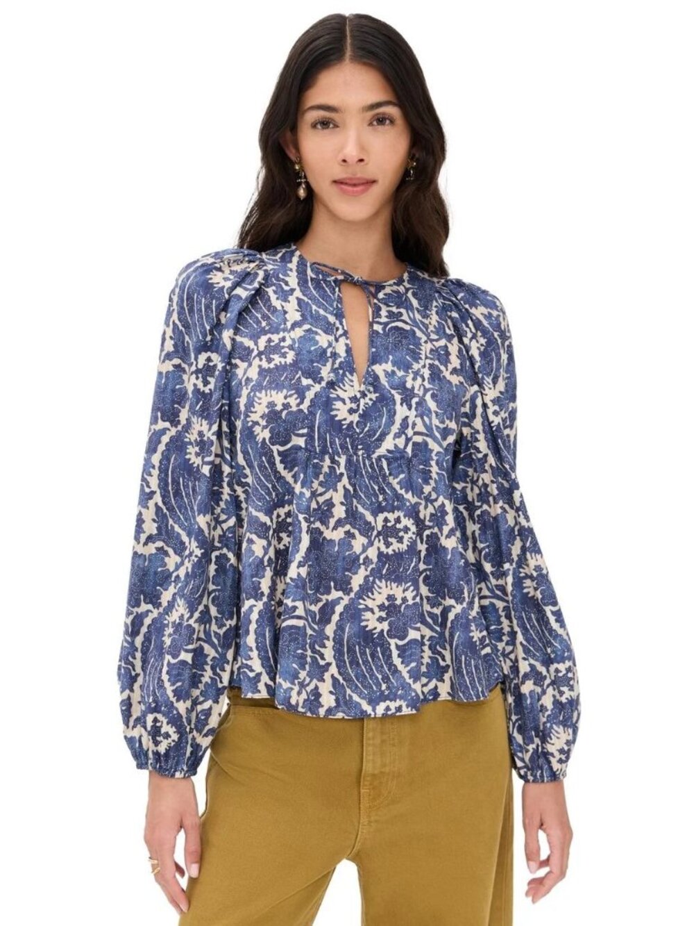 NWT ULLA JOHNSON Brea long sleeve blouse in Ocean